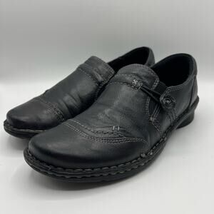 Michel M. Plum 2 Leather Upper Slip On Black Loafer Shoes | Women's Size 9M